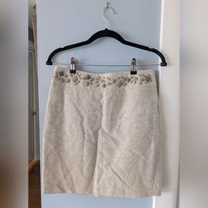 The Limited Cream Pencil Skirt with Embellishments